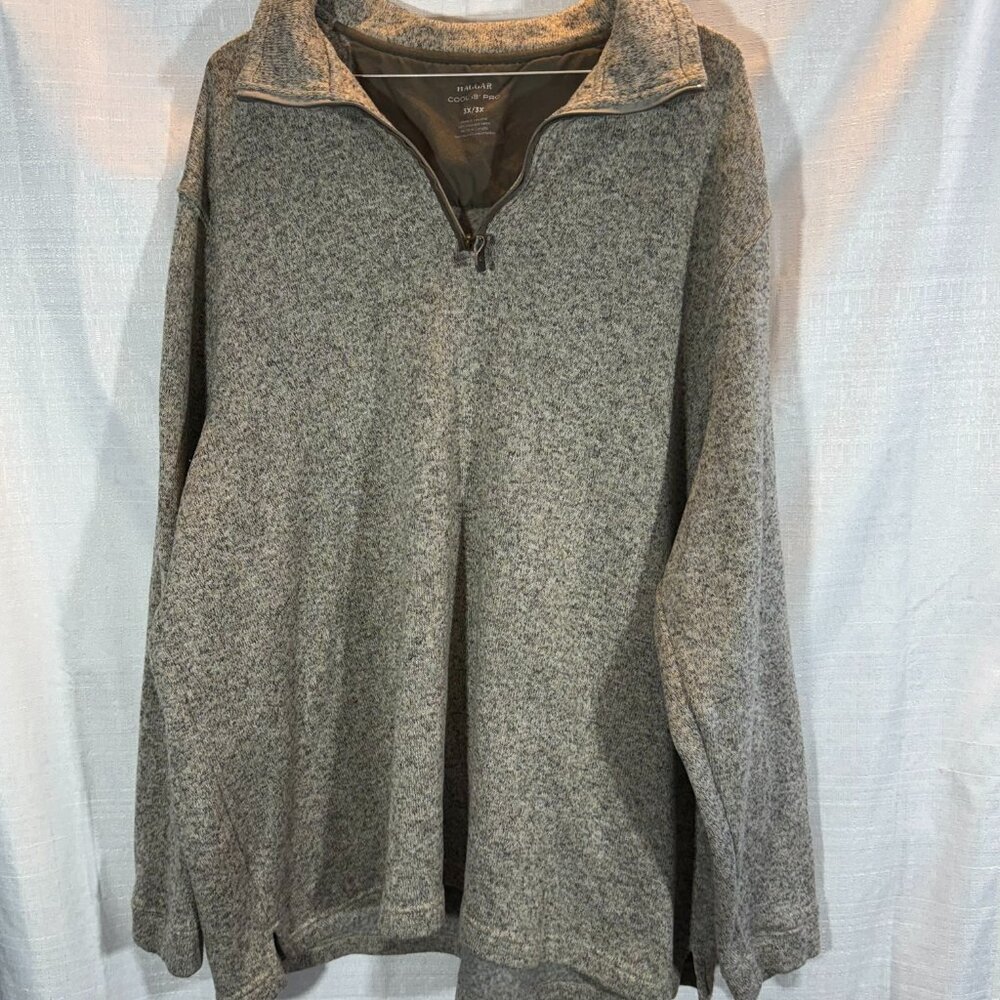 HAGGAR Cool 18 Pro Men's Gray Quarter Zip Pullover Sweater Size Small Casual 3X